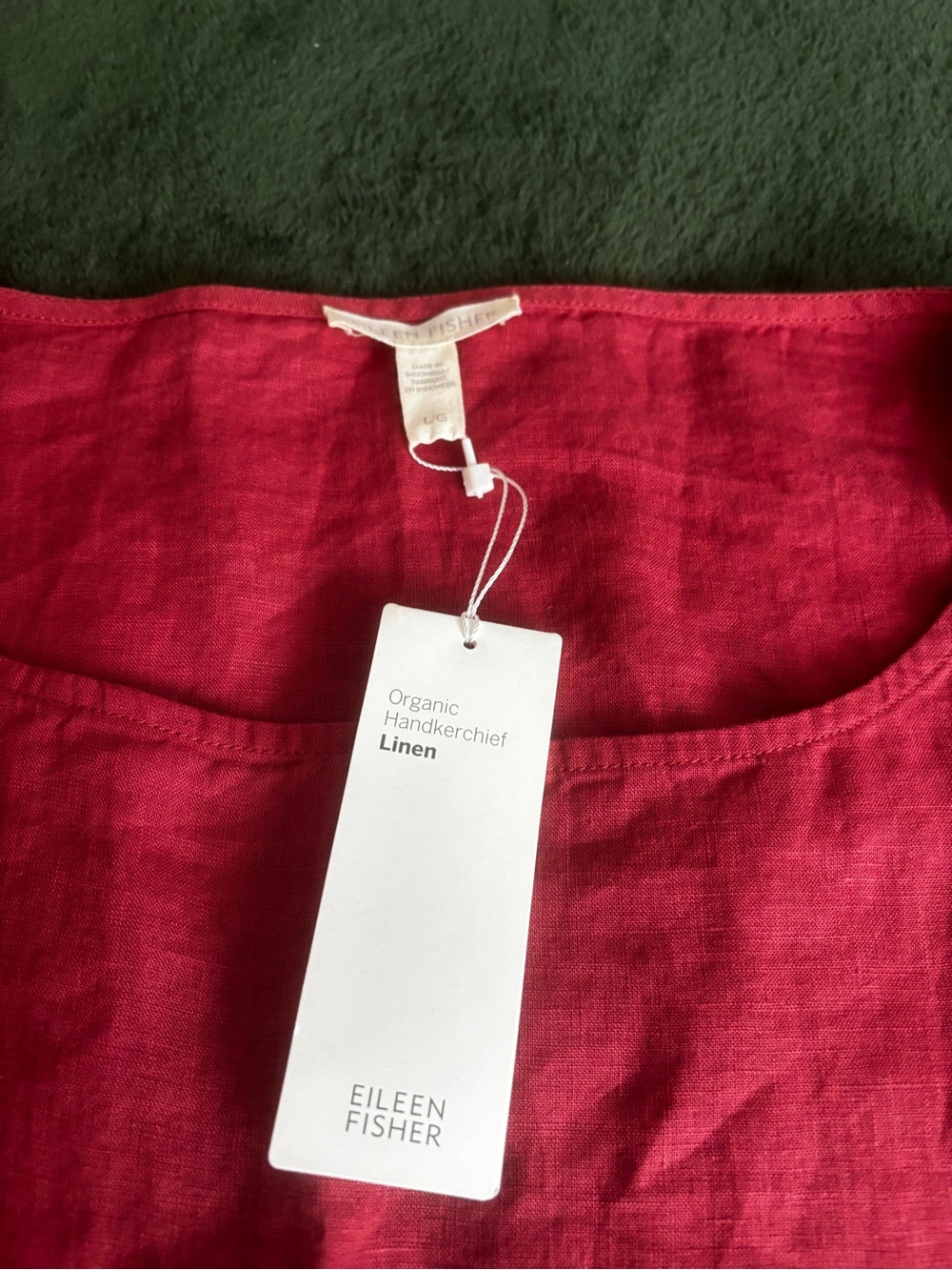 EIleen Fisher NWT L Handkerchief Linen Bateu Box Top Lagenlook RUST color - Picture 5 of 6